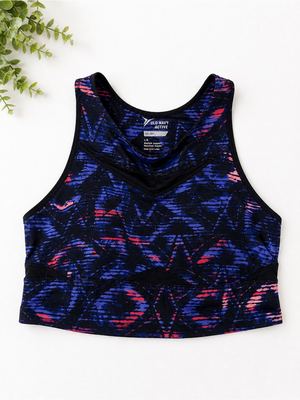 Old Navy Active Black Sports set Crop Top with Blue and Pink Pattern set